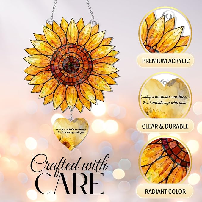Sunflower Suncatcher Ornament – Acrylic Sunflower Window Hanging Decoration - Image 4