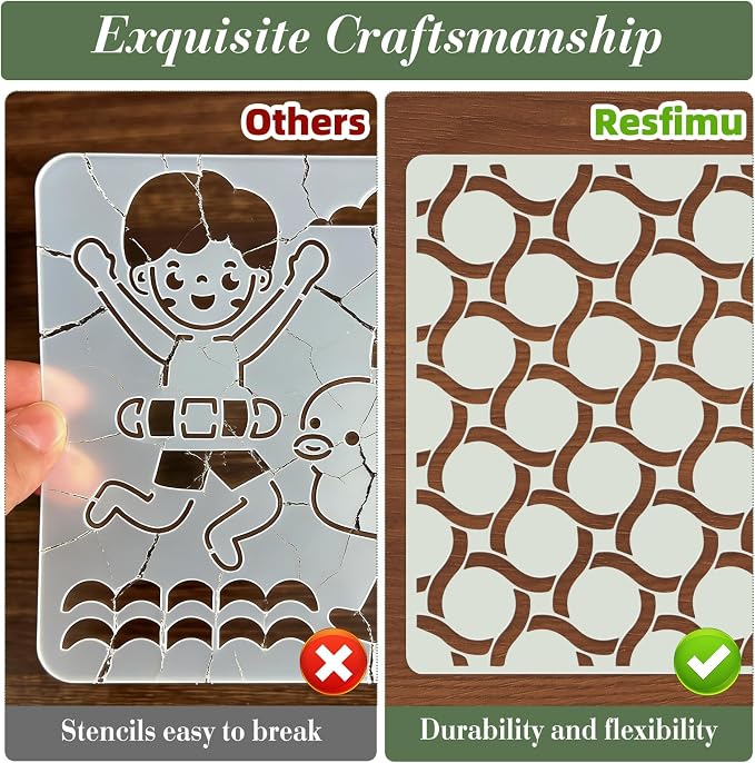 Geometric Texture Stencils for Crafts Reusable 16Pcs Stencils | DIY Art - Image 3
