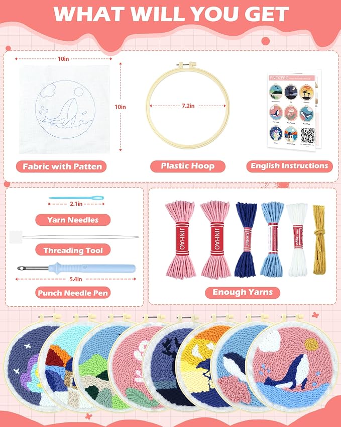 FIVEIZERO DIY Punch Needle Kit for Beginners, Yarn Punch Needle Art Craft Kit - Image 2