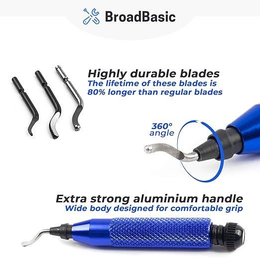 Deburring Tool Kit with 20 High-Speed-Steel Blades | Edge Burr Remove for Metal, PVC Plumbing Pipe, 3D Printing, Plastic, Copper, Resin Art