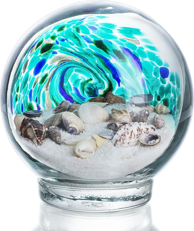 QFkris 4'' Sea Globe Hand Blown Art Glass Decor by QFkris