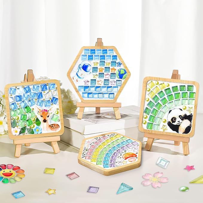 UXORSN 8 Sets DIY Mosaic Tiles for Crafts Mixed Color Glass Mosaic Kit - Image 6