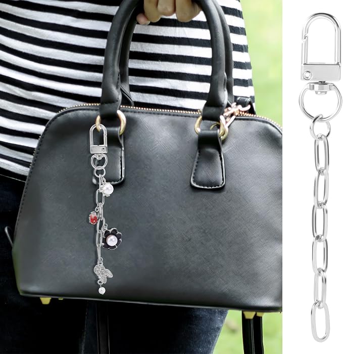 Hzopcw 30pcs Silver Keychain Making Kit, Key Ring Swivel Snap Hook Chains - Image 6