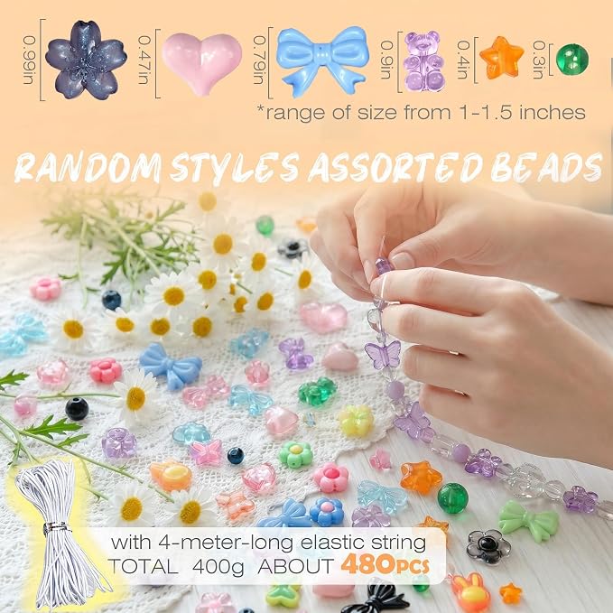 Sistenia 480PCS Acrylic Beads for Bracelet Making Kit - Image 2