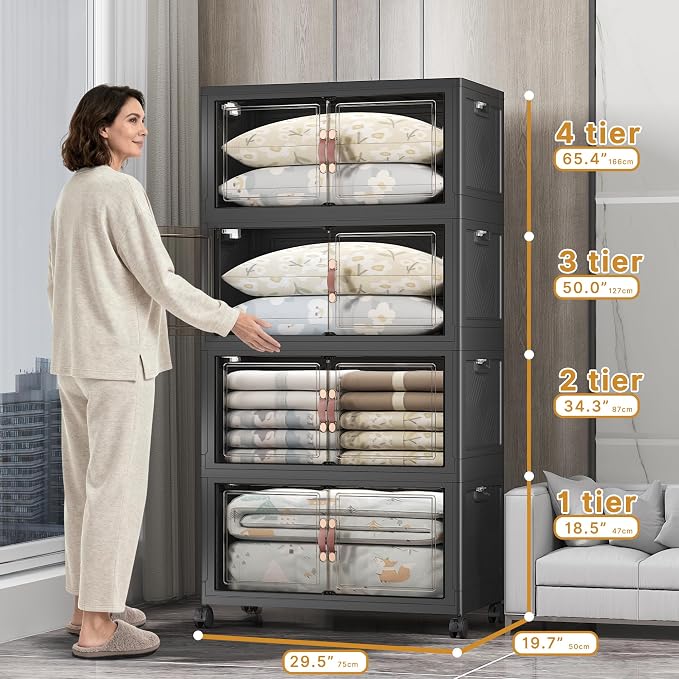 UAMFURI Stackable Storage Bins, 1440QT Collapsible Drawers - Image 2