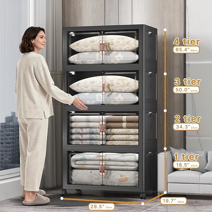UAMFURI Stackable Storage Bins, 700QT Collapsible Drawers - Image 2