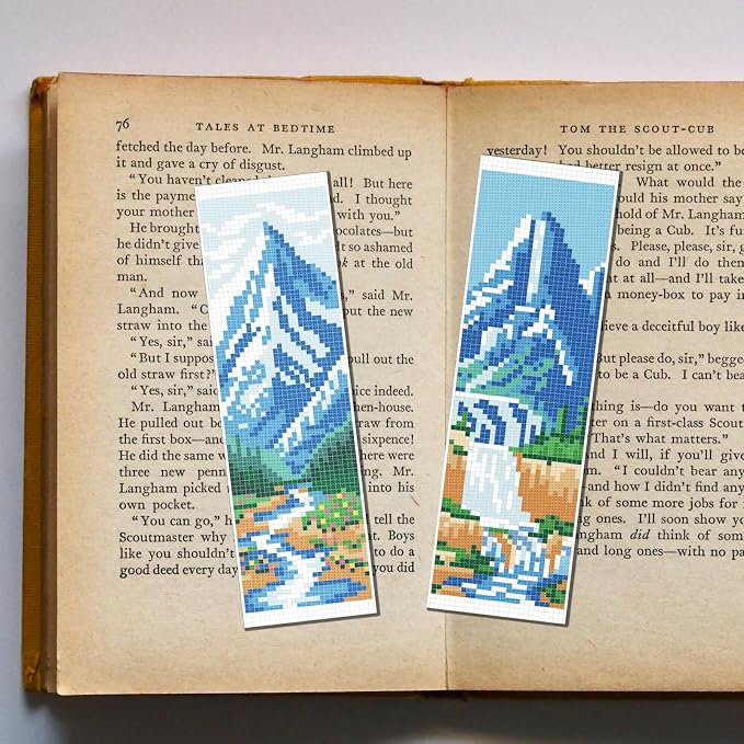 FREEBLOSS 6 Set Cross Stitch Bookmarks Kit Mountains&Rivers Stamped Cross - Image 7