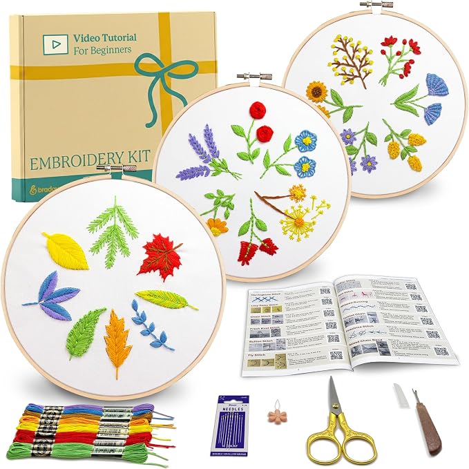 Bradove Leaves and Flowers Embroidery Kit by Bradove