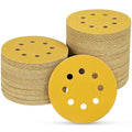 100PCS 5 Inch 8 Hole Sanding Discs 800 Grit,Gold Round Hook and Loop Sandpaper for Random Orbital Sander