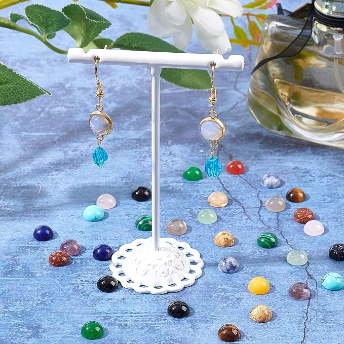SUPERFINDINGS 36pcs 18 Materals Gemstone Cabochon 8mm Half Round Stone - Image 5