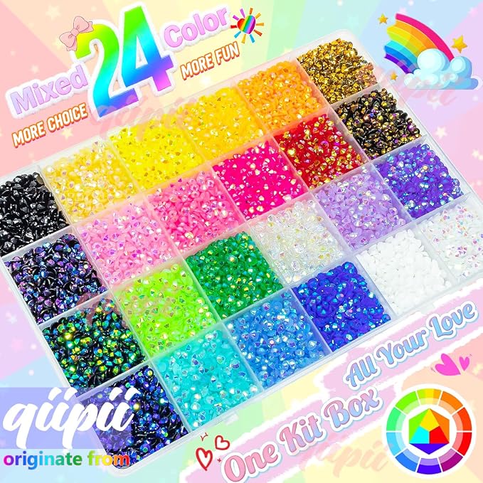 qiipii 24 Color 13800pcs 3mm Jelly Resin Rhinestones - Image 2