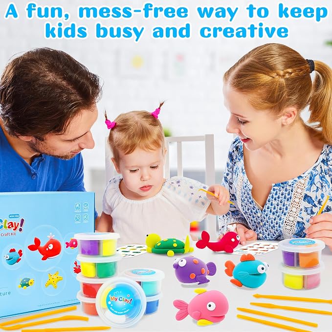LanMa Air Dry Clay Kit for Kids, 12 Pack Sea Animal Air-Dry Art Kits - Image 5