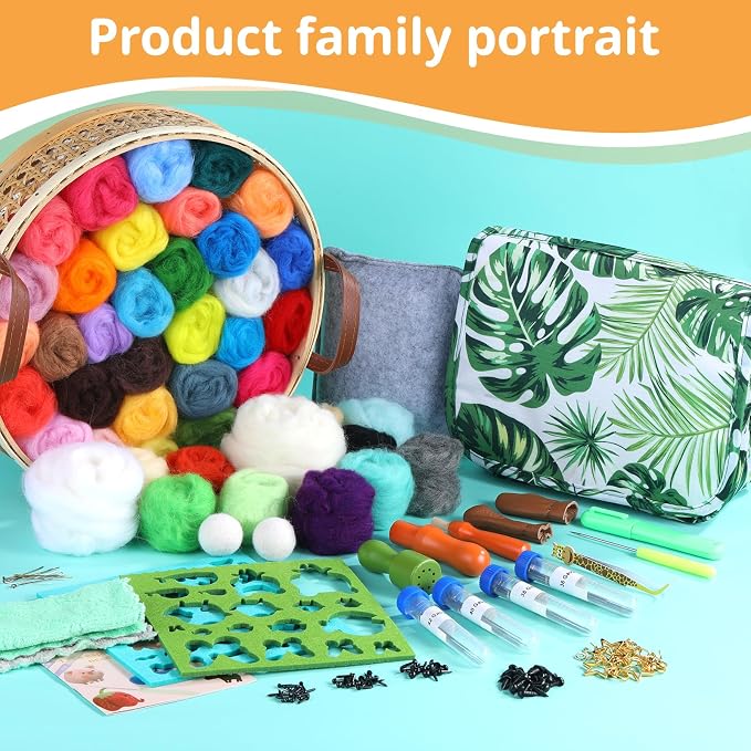 JNENERY Needle Felting Kit, 42 Colors Wool Roving Starter Kit, Needle Felting - Image 8