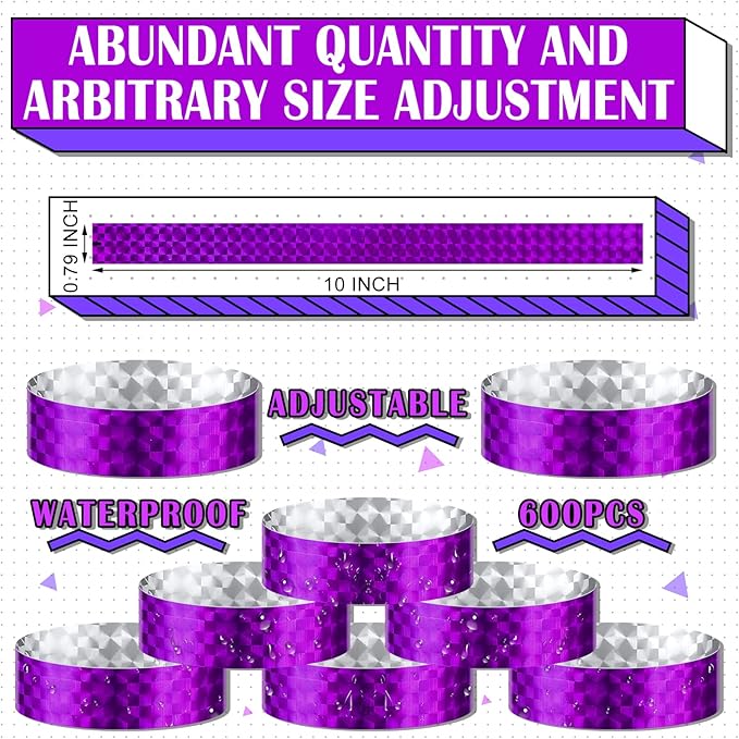 Epakh Paper Wristbands Neon Wrist Bands Waterproof Handbands for Events Lightweight Concert Wristbands Neon Colored Adhesive Wrist Band for Party