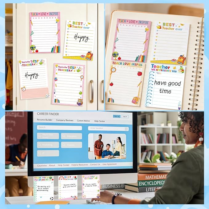 Teacher Sticky Notes Gifts, 9 Pack Inspirational Teacher Appreciation Notepads - Image 4