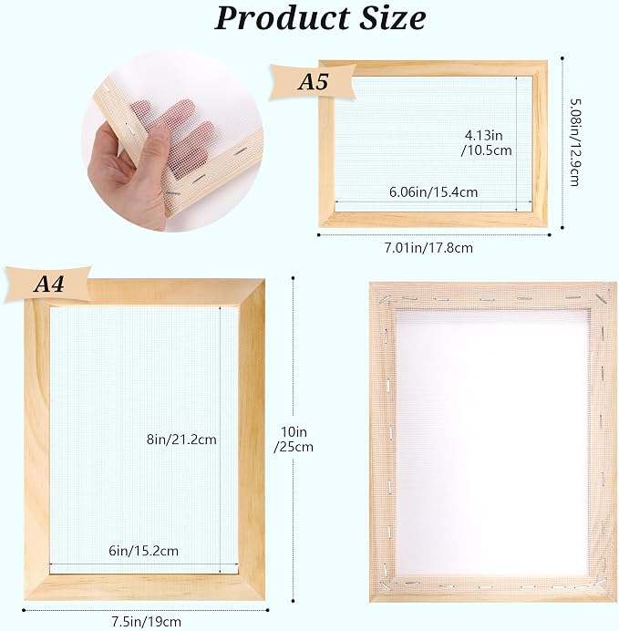 Aboofx Paper Making Kit, A5 & A6 Size Paper Making Screen Frame Kit, Wooden - Image 4
