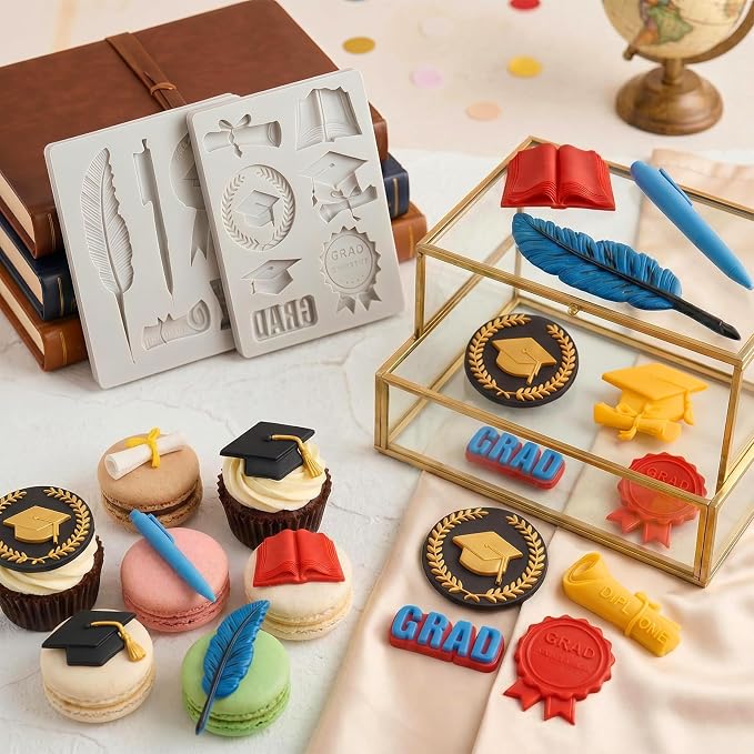 Sakolla 2 Pack 2026 Graduation Candy Chocolate Molds, Doctoral Cap Diploma - Image 2