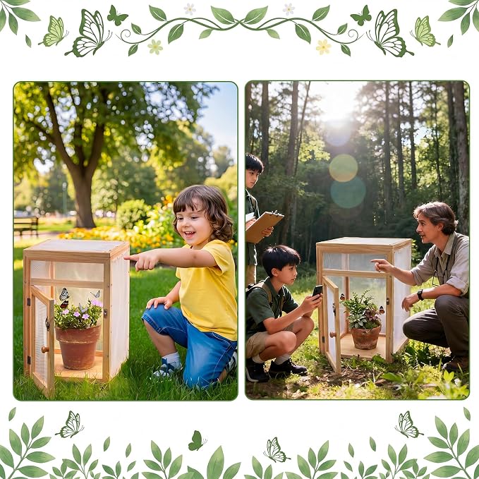 Bucherry Wooden Butterfly Habitat Cage Kit Monarch Caterpillar Enclosure - Image 5
