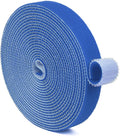 TNP Hook and Loop Tape Strap Cable Ties Fastener (Blue) (15 Feet) - Sticky Self Adhesive Nylon Fabric Roll Wrap 0.75" Wide 5 Yards Reusable for Cutting Custom Length Cord Wire Fastening