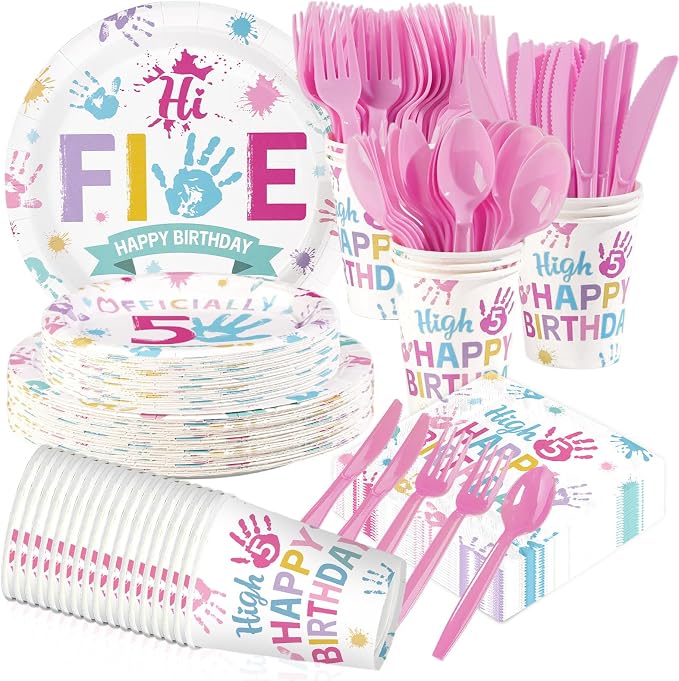168Pcs Hi Five Birthday Party Decorations or 5 Years Old Birthday Serves 24 | by Greencian
