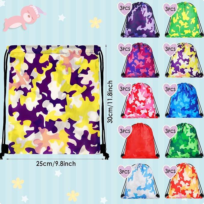 Lothee 30 Pack Camo 30 Pack Drawstring Bags Party Favors - Image 3