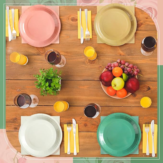 Zhehao 120 Pcs Disposable Paper Plates and Napkins Bulk Birthday Party - Image 7