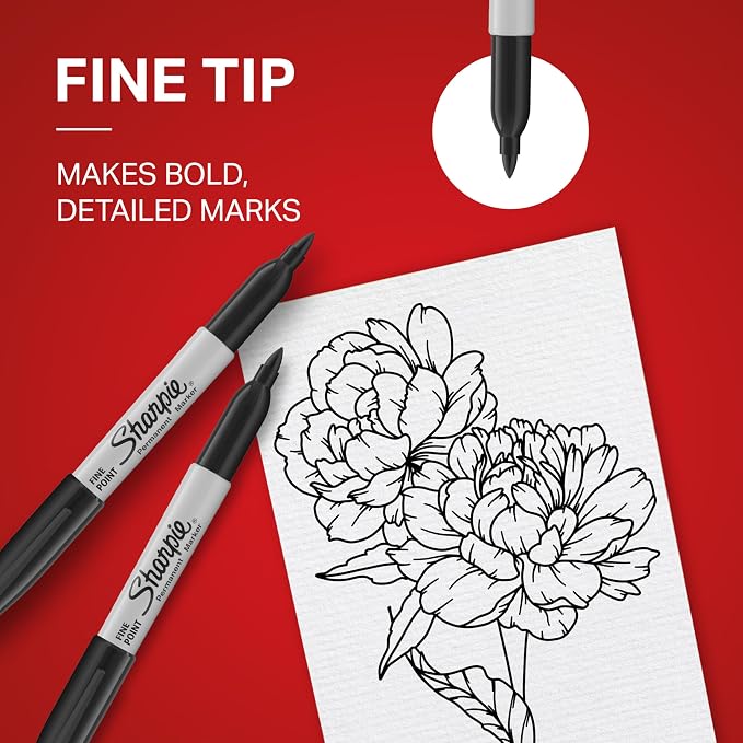 Sharpie Permanent Markers, Fine Tip, Fade Resistant, - Image 3