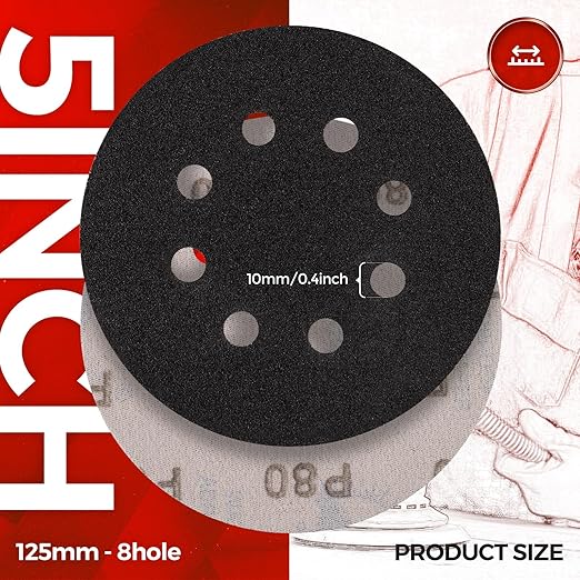 100PCS 5 inch Silicon Carbide Sanding Discs 150 Grit, Wet Dry Orbital 5 Sander Hook and Loop Sandpaper Disc, Best for Metal,Automotive,Wood Polishing