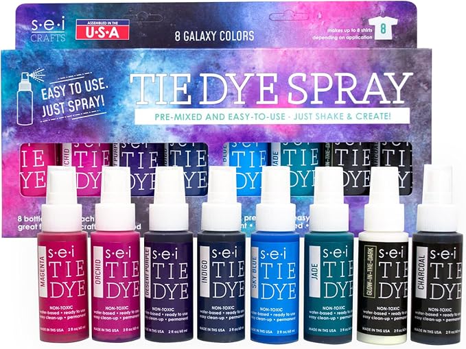SEI 8 Pack Galaxy Tie Dye Spray Kit, Tye Dye Kits by SEI