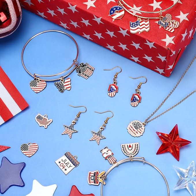 MARFOREVER 40Pcs/20 Pairs 4th of July Enamel Charms - Image 5