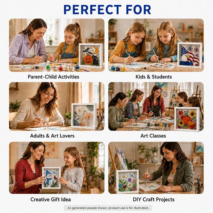 Paint Your Own 3D Shadow Box Frame, 8x8 Blank 3-Layer DIY Art Frame - Image 6