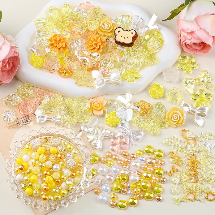 350 Pieces 3D Resin ABS Colorful Rose Flower Bows Butterfly Charms - Image 7