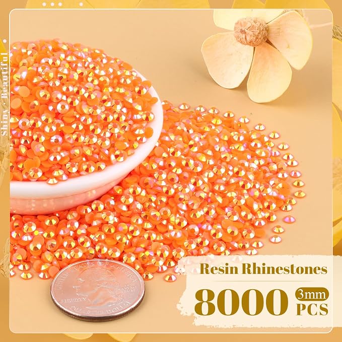 8000PCS 3mm Resin Jelly Rhinestones in Bulk, Bedazzling Flatback Crystals - Image 2