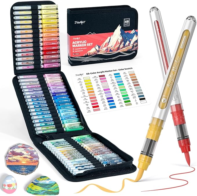 JusArt 48 Colors Acrylic Paint Markers by JusArt%7CCreativeArtSupplies