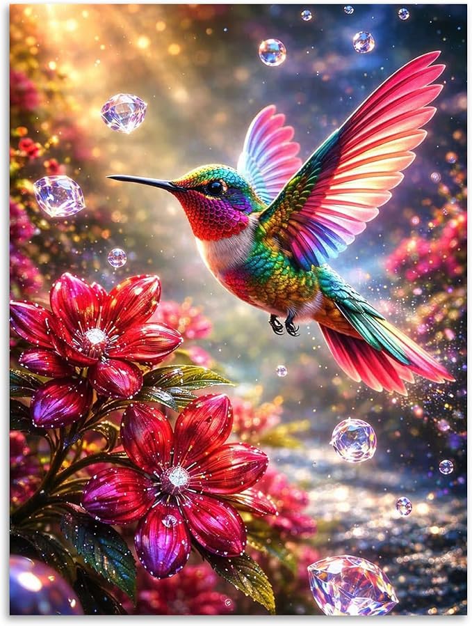 Hummingbird Diamond Art Kits for Adults Beginners 12x16 in, DIY Craft Gift | by Kalonyth