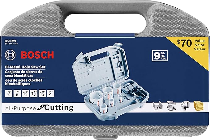 Bosch HSBIM9 9 pc. General-Purpose Bi-Metal Hole Saw Kit