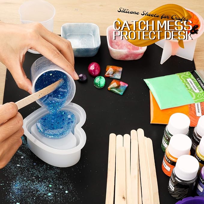 LEOBRO Silicone Mat, Resin Molds, Play Dough Mat, Clay Mats, - Image 4