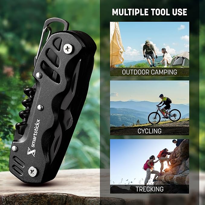 16 In 1 Pocket Knife multitool Military Grade Steel: Swiss Style Multi Functional Small Folding Knife with Keychain, Easy to Carry, Wine/Bottle Opener, Scissors, Saw, Screwdrivers