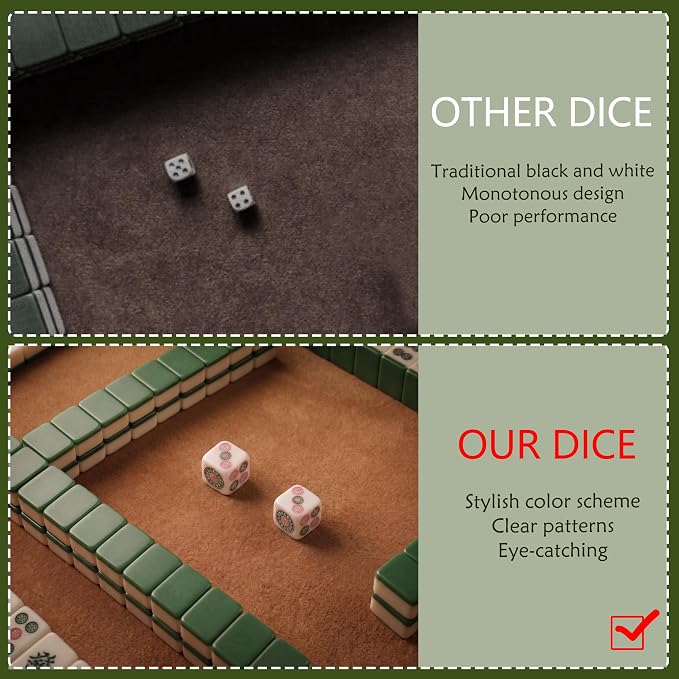 4 Pack Mahjong Dice Set with Green Pouch, 18mm Acrylic Colorful Dice - Image 4