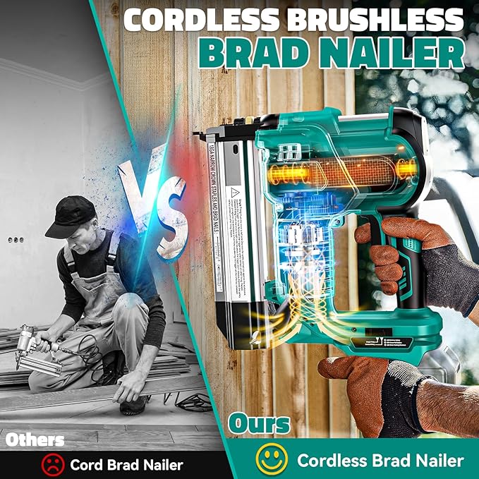 Ecarke Brad Nailer Cordless Stapler Compatible with Makita 18V (No Battery), 2 in 1 Electric Nail Gun/Staple Gun with 18GA Nails/Staples, Battery Power 2 Inch Nailer for Trim Wood Crafting Home DIY