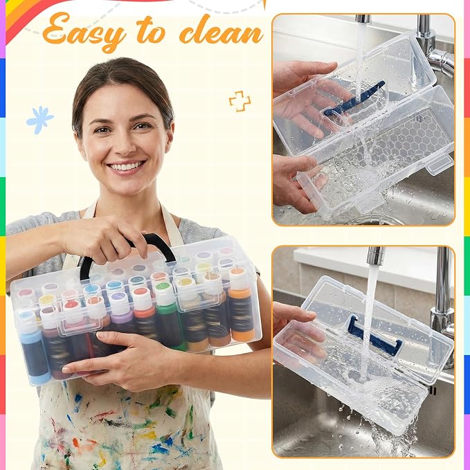 Geelin Clear Paint Storage Box and Paint Brush Storage Box Set, 30 Bottles - Image 5