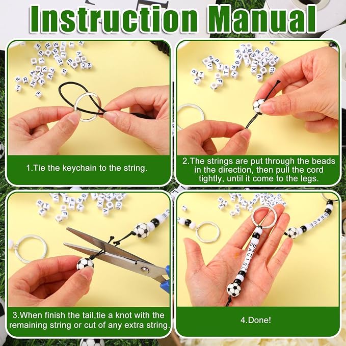 Landical 564 Pcs Soccer Keychain Making Kit DIY Soccer Bead Key Chain Craft - Image 2