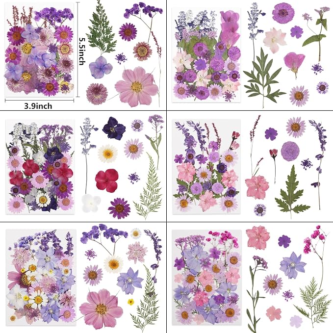 NESCCI 412 Pcs Purple Pink Dried Flowers - Image 2