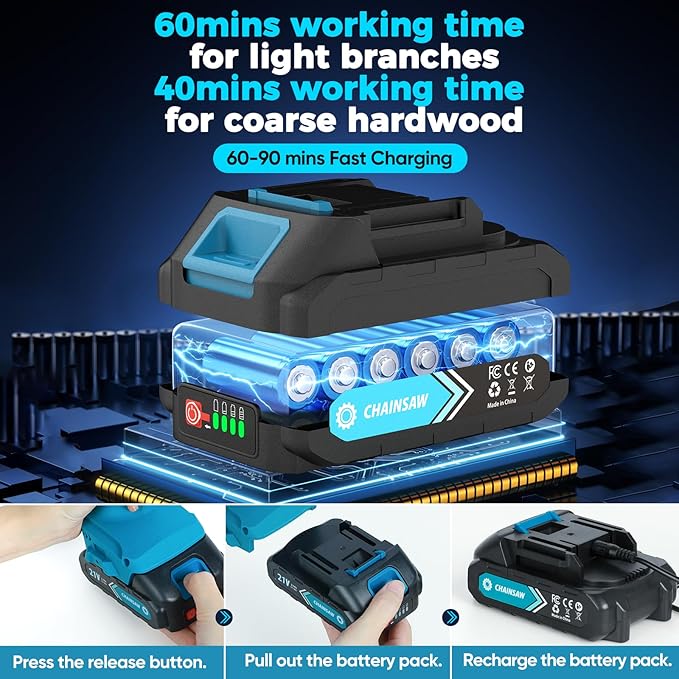 6 Inch Mini Chainsaw Cordless, Portable Electric Chain Saw, for Wood Cutting, Tree Trimming, Courtyard, Household, and Garden, Father's Day Gift for Men Dad Husband