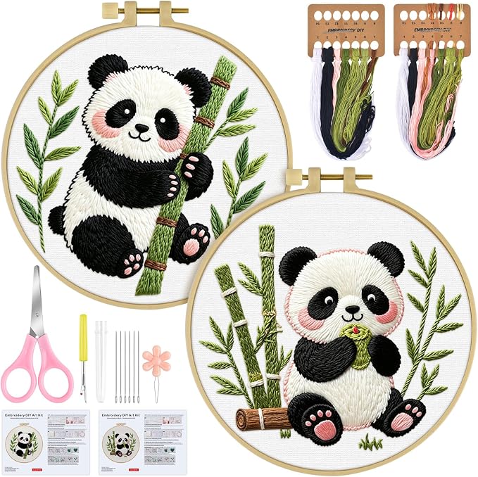 ERKOON Embroidery Kit for Beginners, 2 Set Flower Cross Stitch Set Include by ERKOON
