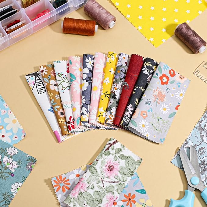 100 Pcs 5"x 5" Charm Packs for Quilting, Precut Multi-Color Printed Floral - Image 5