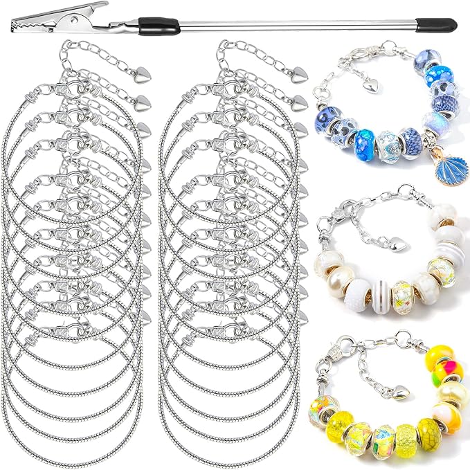 20 Pcs 7.87 Inch Snake Chain Charm Bracelets Adjustable Snake Charm Bracelet by BRACELETMAKINGKIT