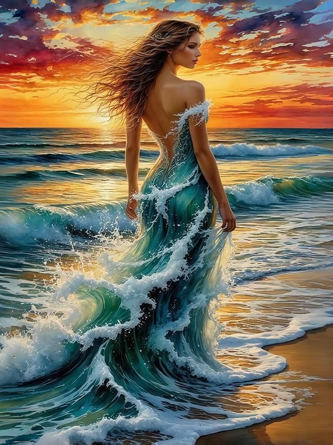 Ocean Wave Woman Diamond Painting Kit by CHWGLFGG