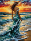Ocean Wave Woman Diamond Painting Kit by CHWGLFGG