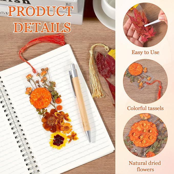 20 Sets Dried Flower Bookmark Making Kit Transparent Bookmark DIY Projects - Image 3